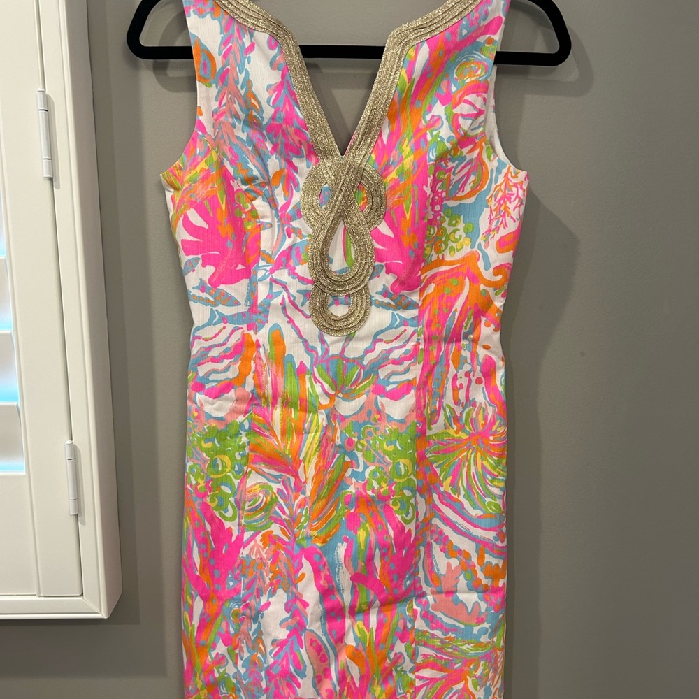 Lilly Pulitzer Sleeveless Dress with Gold Trim